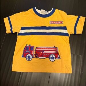 Vintage retro y2k boys Yellow Fire Engine Dept T-Shirt 5t